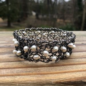 Fabulous wire wrapped silvertone bracelet